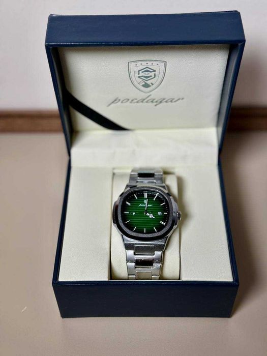 Чоловічий годинник Poedagar Nautilus срібні, зелений циферблат