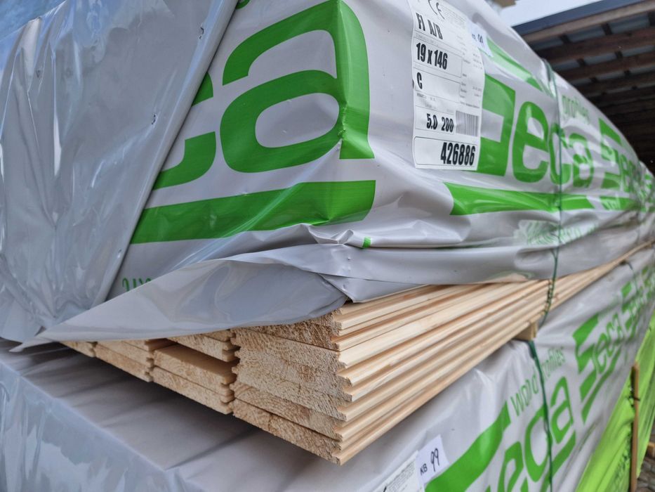 Podbitka boazeria elewacja świerkowa profil C faza KL AB 19x146