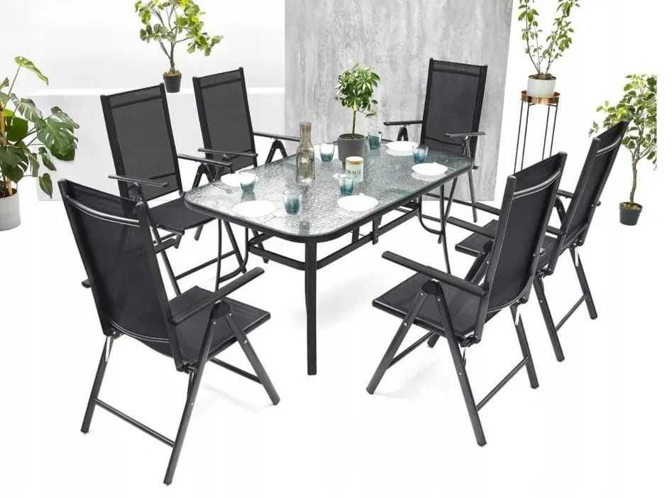Meble Ogrodowe Zestaw STÓŁ 6+1 NA TARAS BALKON 90 cm x 150 cm x 73 cm