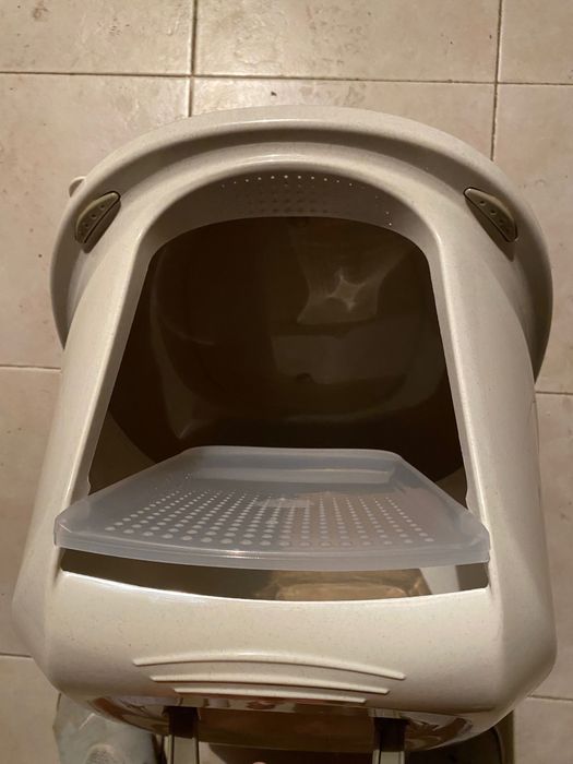 Caixa areia wc gato com porta basculante