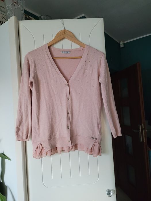 Mayoral 152 sweter kardigan 12 lat z falbanką i kamyczkami