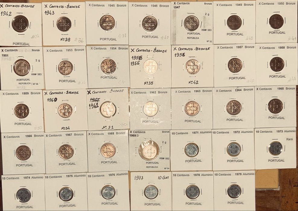 10 centavos - 34 moedas diferentes