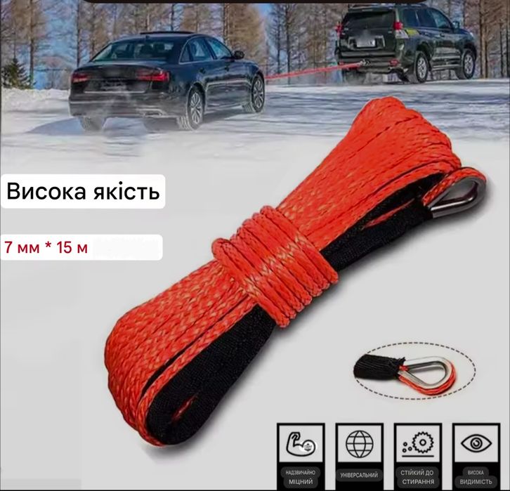 7мм 6мм 5 мм  Кевларовий (синтетичний) трос