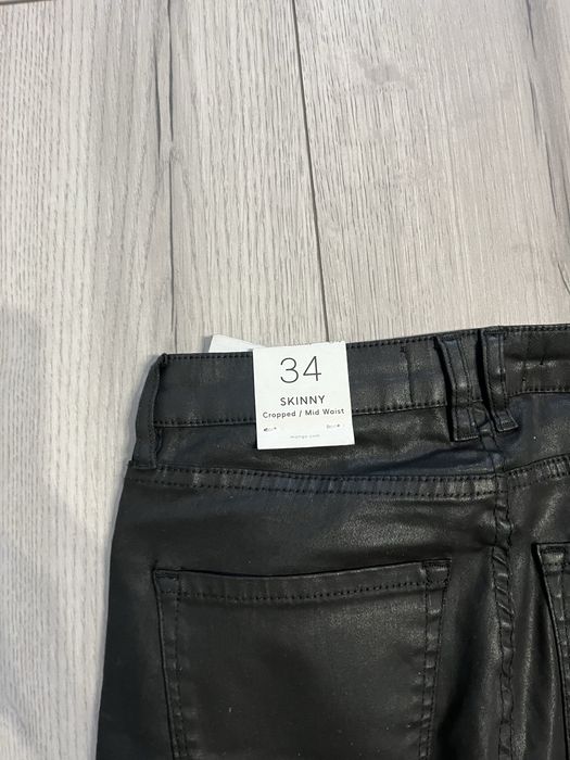 Nowe czarne spodnie rurki skorzane mango