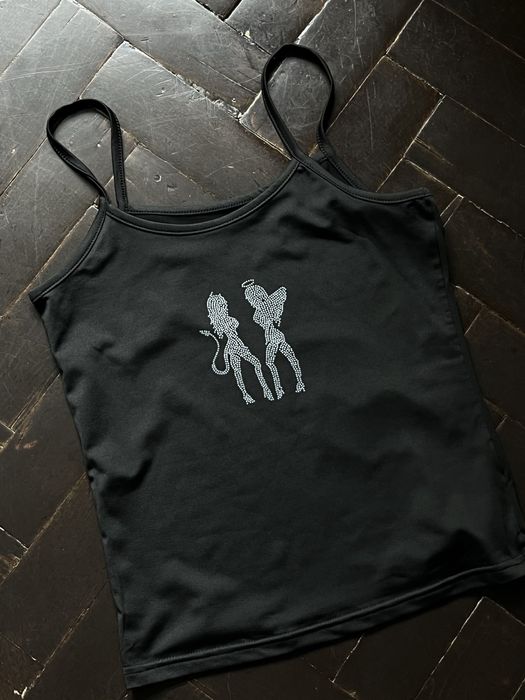 Чорна майка з принтом