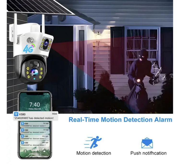 4G IP камера видеонаблюдения солнечная панель автономная sim картка