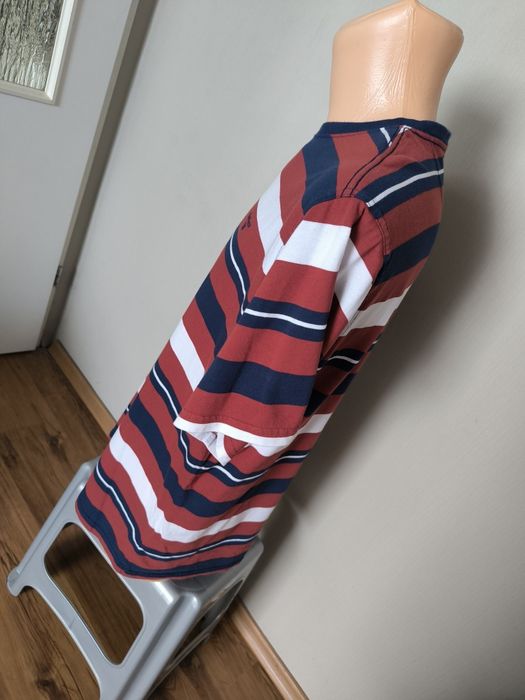 Barbour t-shirt męski w paski L burgund granat biały