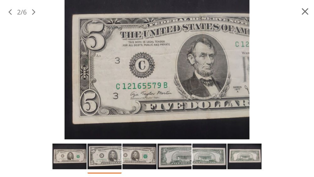 Banknot $ 5 dolarów USA 1977r / St. 5
