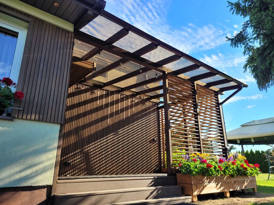 Pergola Drewniana BSH / Poliwęglan Lity / Tars kompozytowy