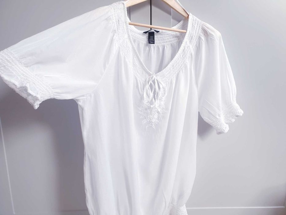 Biała haftowana bluzka koszula H&M 50