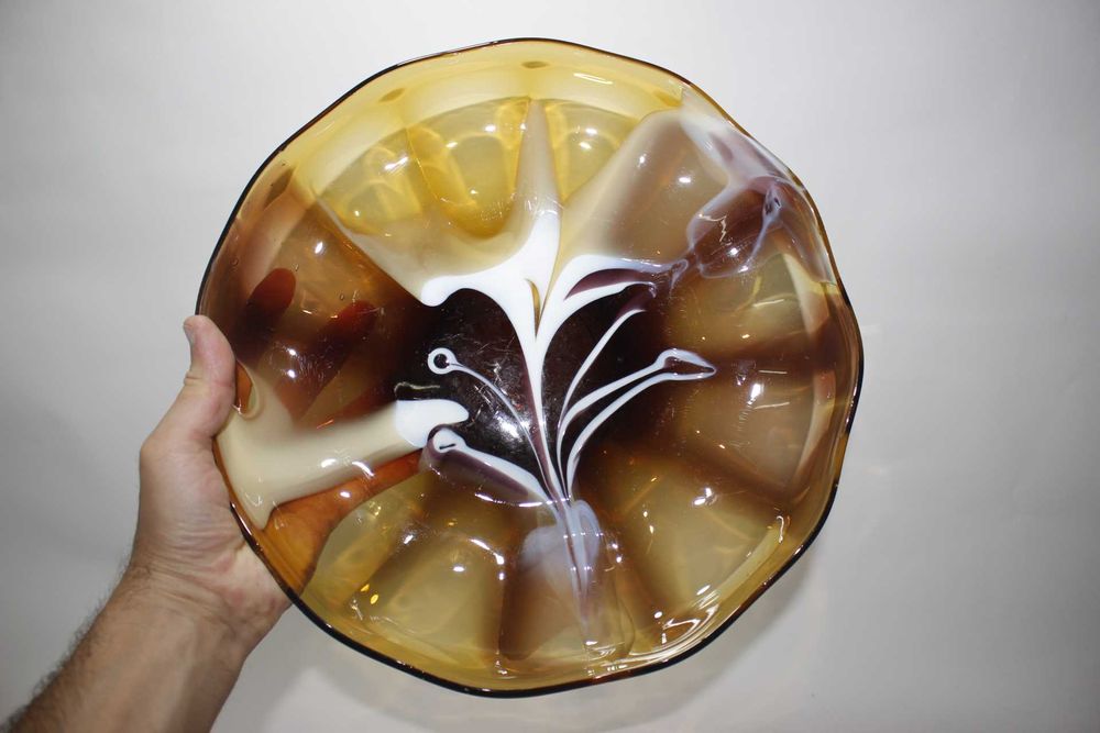 Prato em vidro coalhado - Vidro grosso - Caramelo