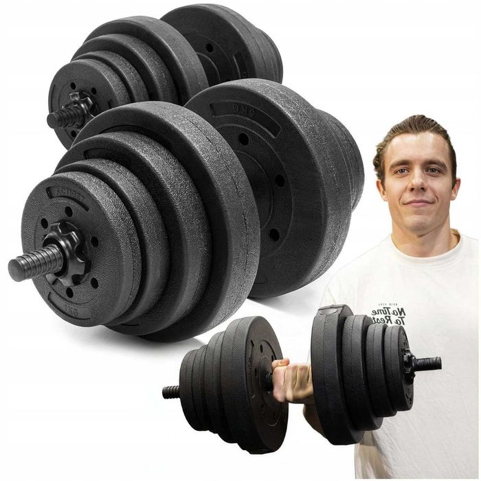 HANTLE treningowe regulowane 2x10kg zestaw bitumiczne