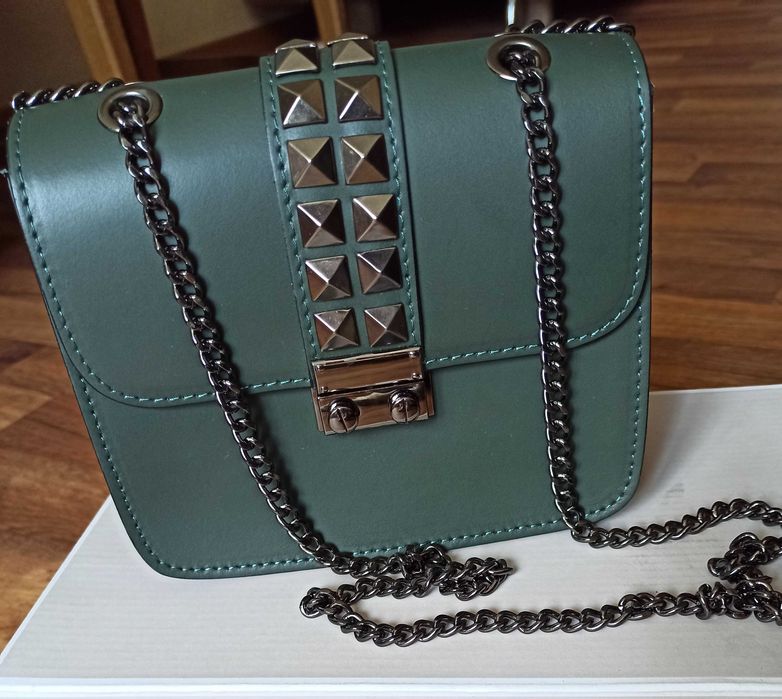 Сумка женская кросс-боди на цепочке, натуральная кожа, Италия, новая