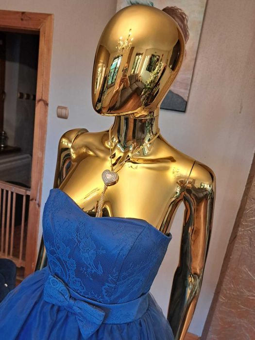 Sukienka gorsetowa PIN-UP granatowa, R34. Polski producent.