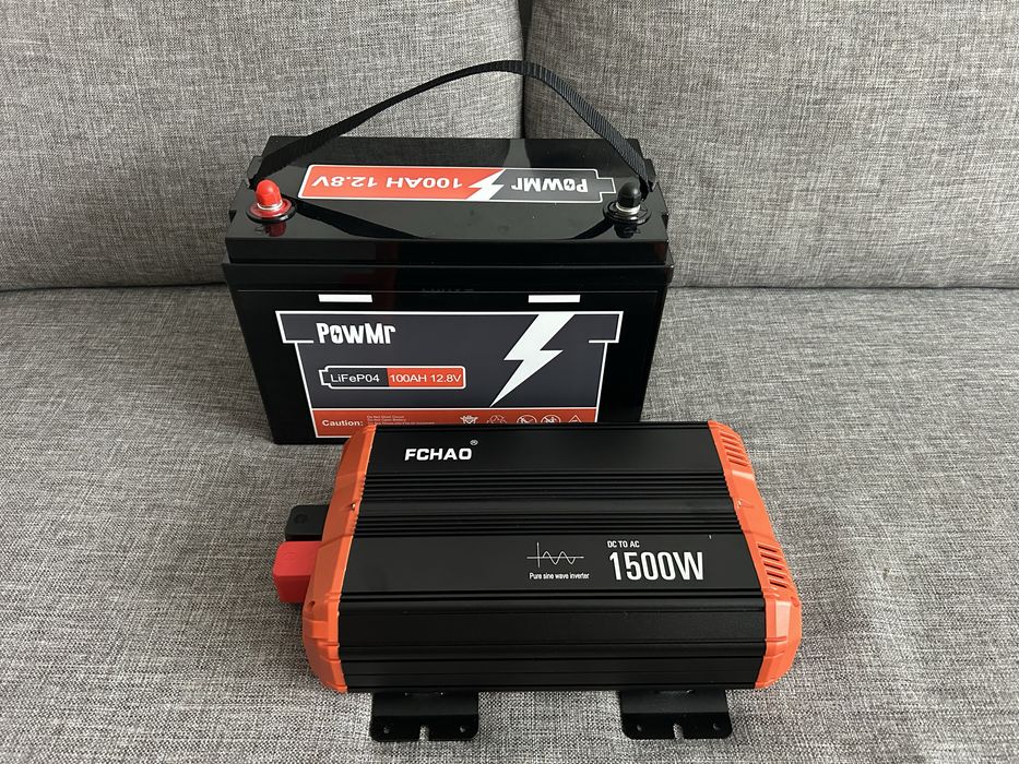 Zestaw przetwornica czysty sinus 1500/3000W + akumulator 100Ah lifepo4