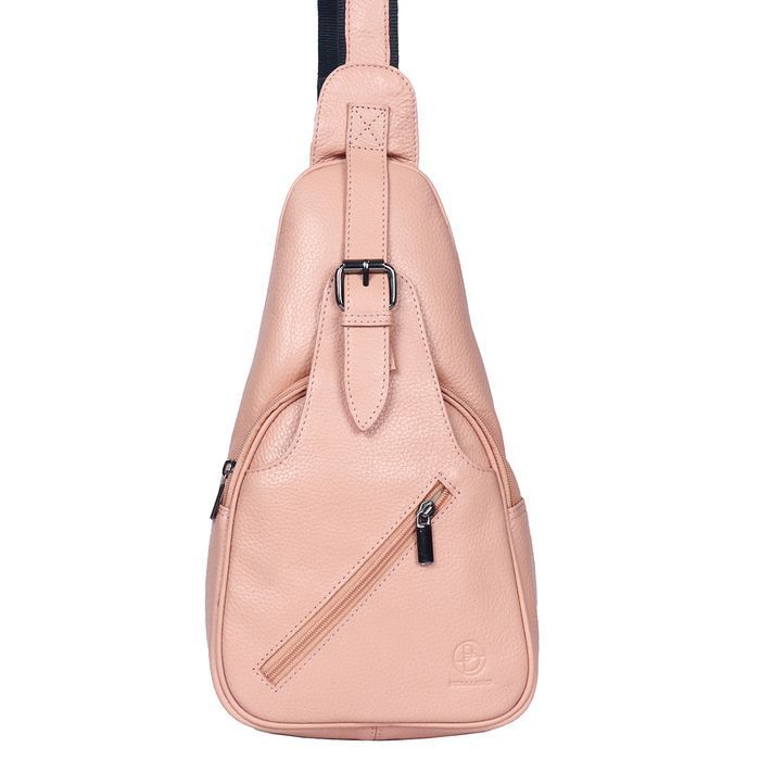 Plecak miejski crossbody damski skórzany brzoskwiniowy na portfel nowy