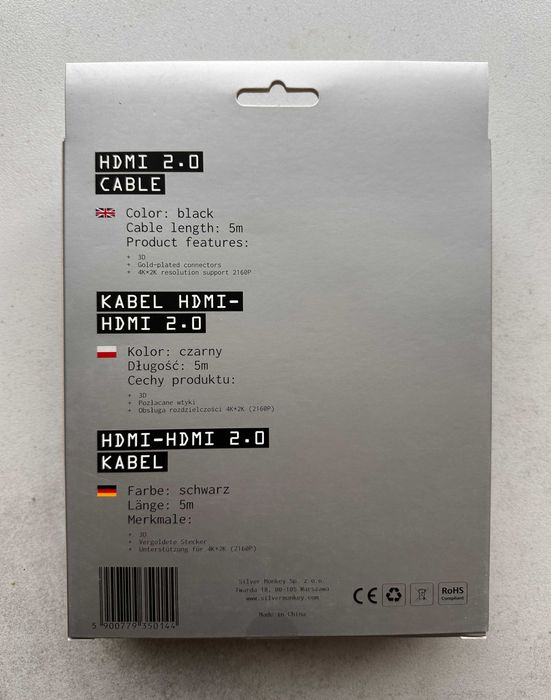 Kabel HDMI 2.0 5m - NOWY