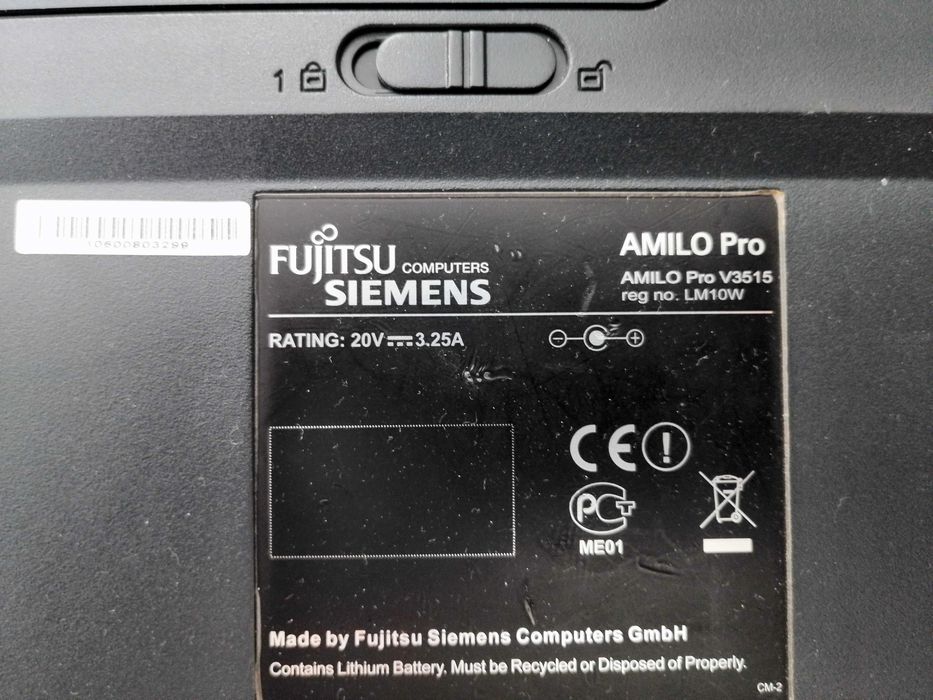 Laptop AMILO Pro V3515 Fujitsu Siemens RAM 1GB + bateria. Niesprawny
