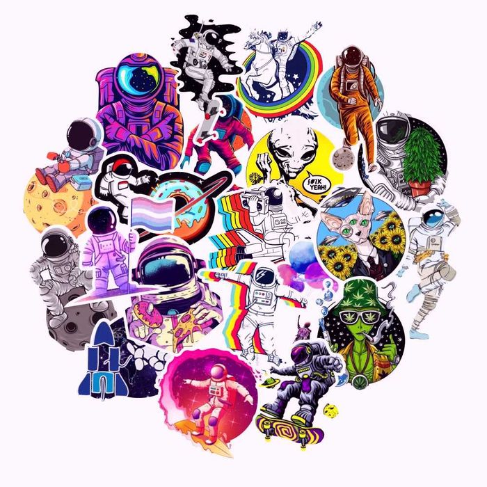 Наклейки стикеры космос астронавт планета декор скейт ноут велосипед