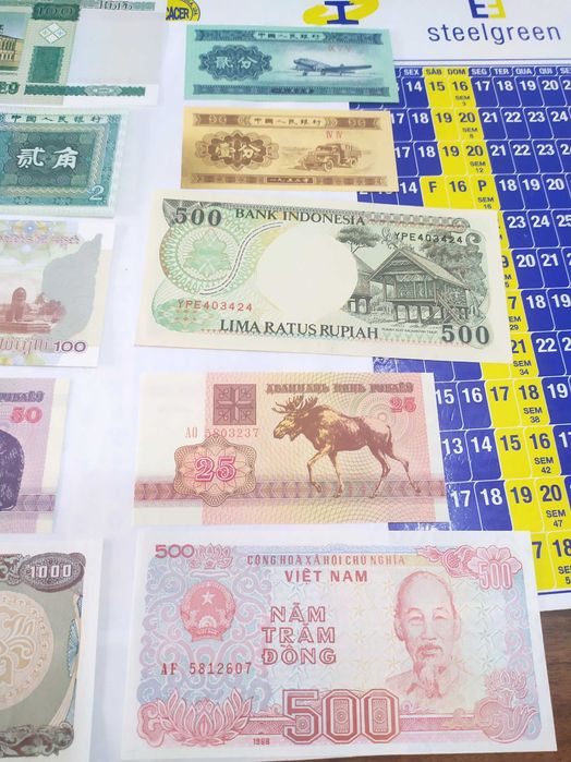 Lote 10 notas novas unc , diversas vários países china, vietname etc