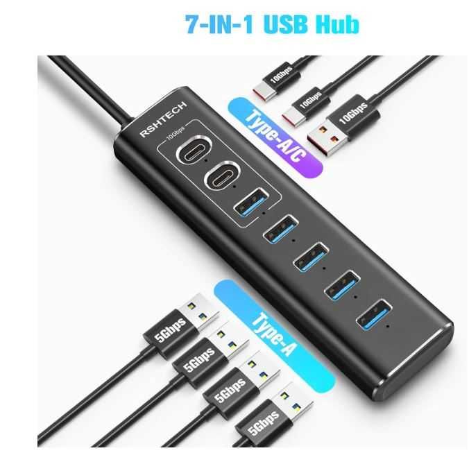 Hub USB 7 portów z wyłącznikiem każdego portu RSHTECH