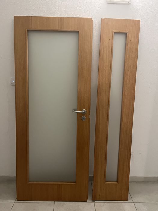 Bloco de porta interior de madeira carvalho com vidro