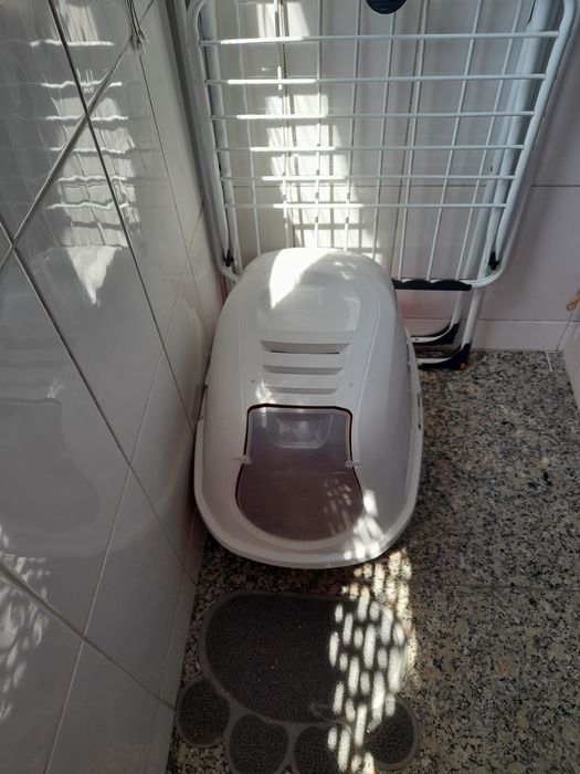 WC para Gato branco e coral