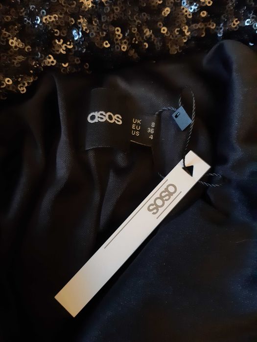 Красивое нарядное платье с драпировкой пайетки с открытой спинкой asos