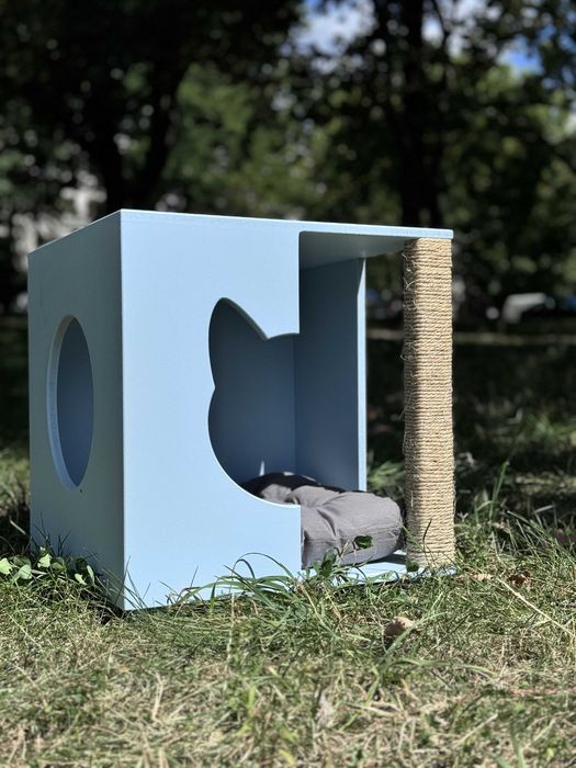 Buda Budka Domek DLA KOTA DRAPAK MiauVilla Blue