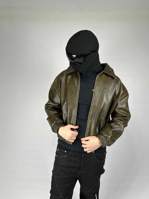 Бомбер коричневий куртка курточка opium archive jacket шкіряна