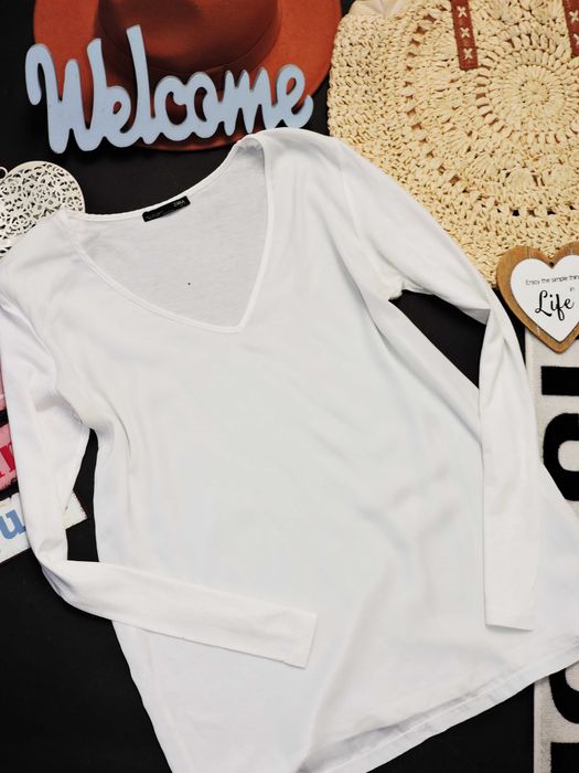 Zara Biała elegancka bluzka w serek S