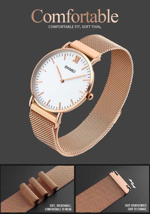 Zegarek SKMEI 1181 bransoleta MESH gold złoty wysyłka 24h