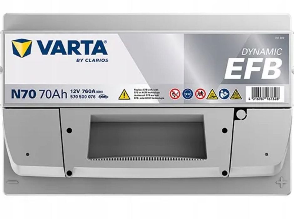Akumulator VARTA EFB N70 70ah 760A START&STOP NOWA PROD. 2026 FV/GWAR