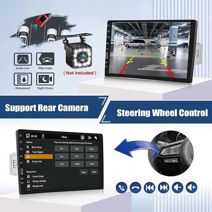 CAMECHO Radio samochodowe 1 DIN z Carplay Wireless Android ekran 9