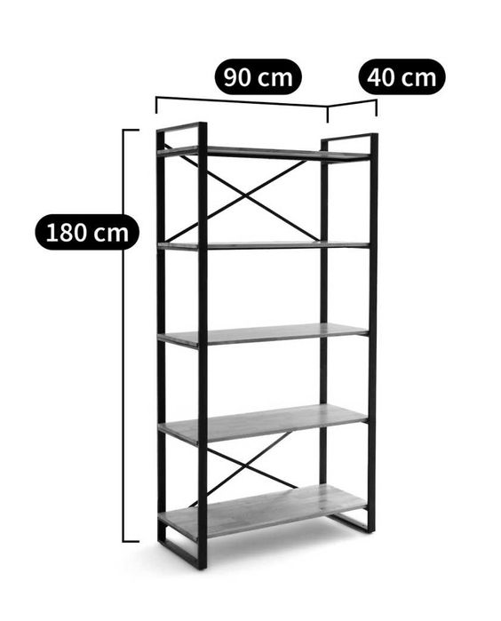 Estante metálica e carvalho maciço
