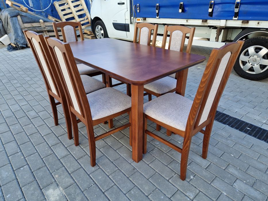 Nowe: Stół + 6 krzeseł,  kasztan + kawa z mlekiem , transport cała POL
