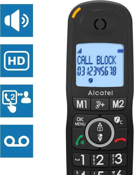 Alcatel XL595 B Voice Duo, telefon bezprzewodowy z 2 słuchawkami