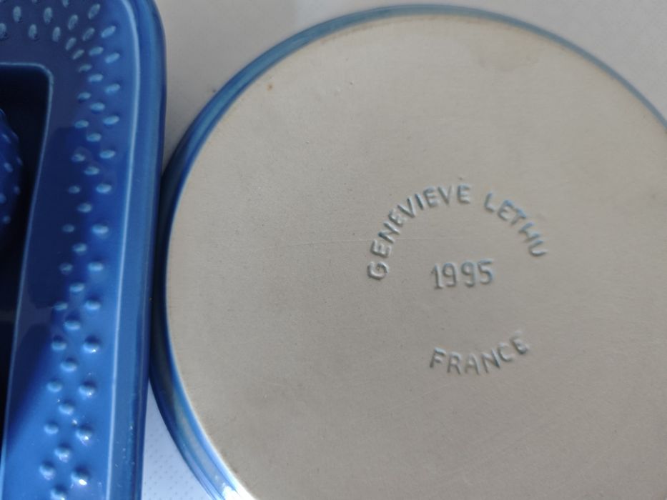 Conjunto Cerâmica Vintage Geneviève Lethu – Coleção "Grain de Riz" (Azul)