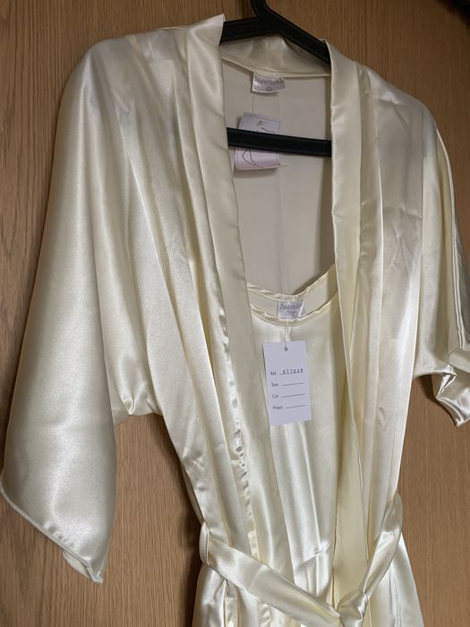 Camisa de Dormir/Robe Cetim - L