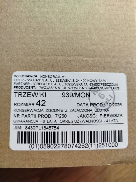 Buty Nowe skórzane,Wojas ,wzór 939/MON