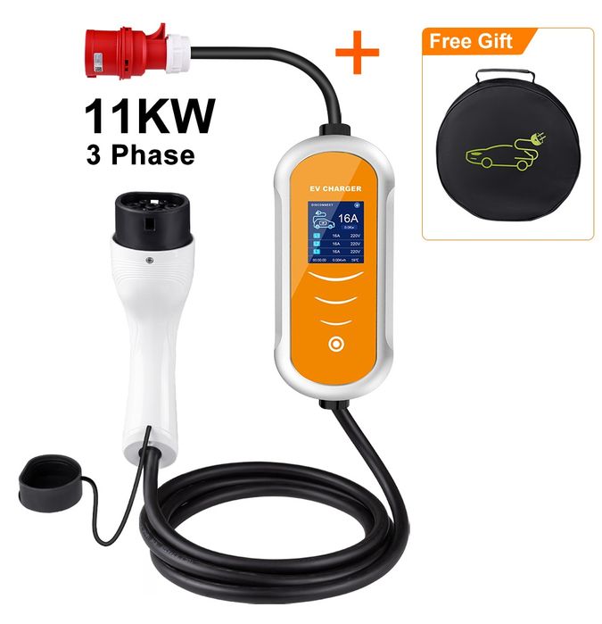 ЗАРЯДКА 11КВТ‼️ IPENGEN 11kW 16A 3 фази зарядка для електромобіля Type 2 | Регулювання 8-10-13-16A | Кабель 4м EV Charger переносна