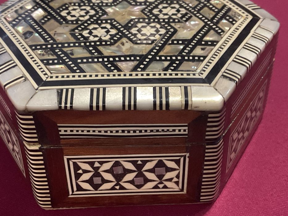 Caixa joias mosaic moorish madre pérola 11x5,5 cm