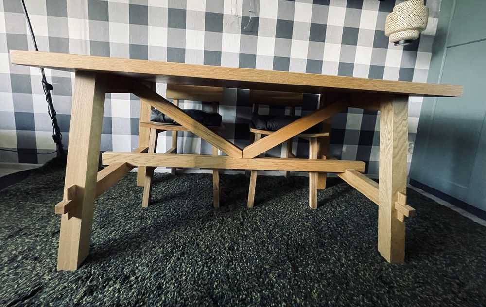 Drewniany stół Ikea Morbylanga 4 krzesla Skogsta gratis poduszki!