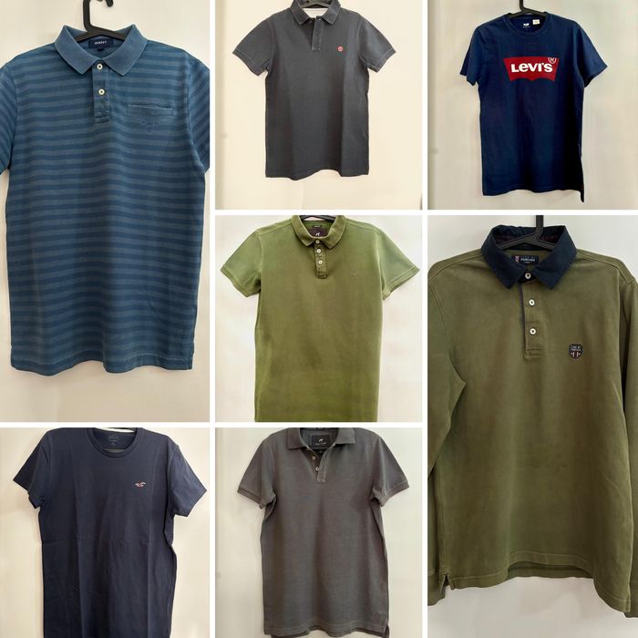 Lote de polos e t-shirts de marca, tamanho S