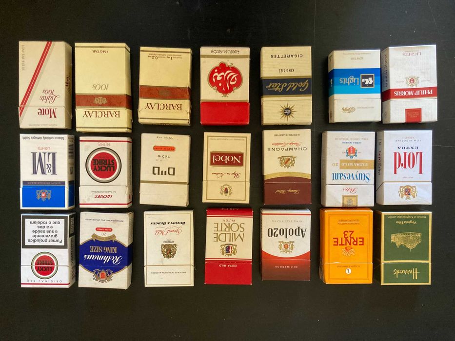 Coleção de Maços de Tabaco Vazios, anos 1980/90 vintage