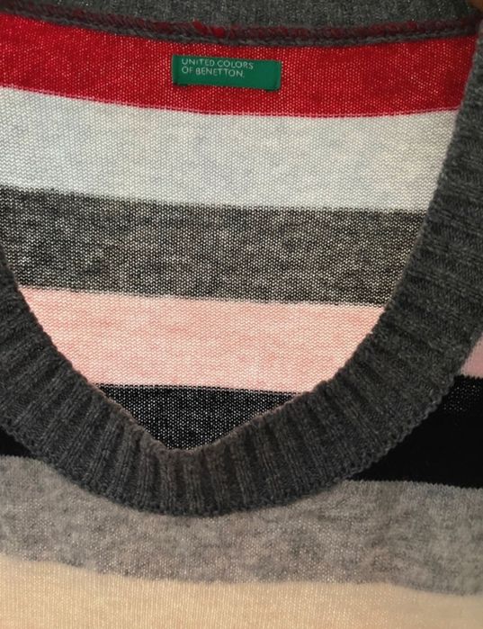Colete comprido Benetton XL riscas várias cores 
Barra preta em baixo