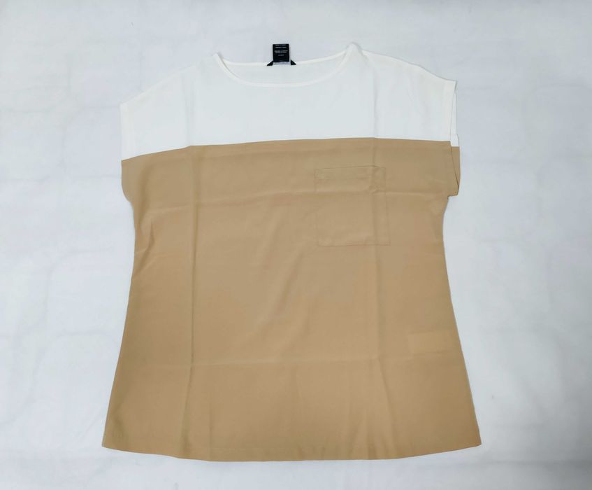 Bluzka damska 42 XL letnia luźna oversize beżowa kremowa ELLOS BL0153B