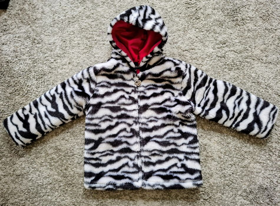 Ciepły płaszczyk kurteczka futerko zebra r.98