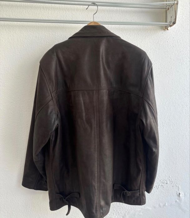Casaco Vintage Virago 100% Pele Genuína Castanha