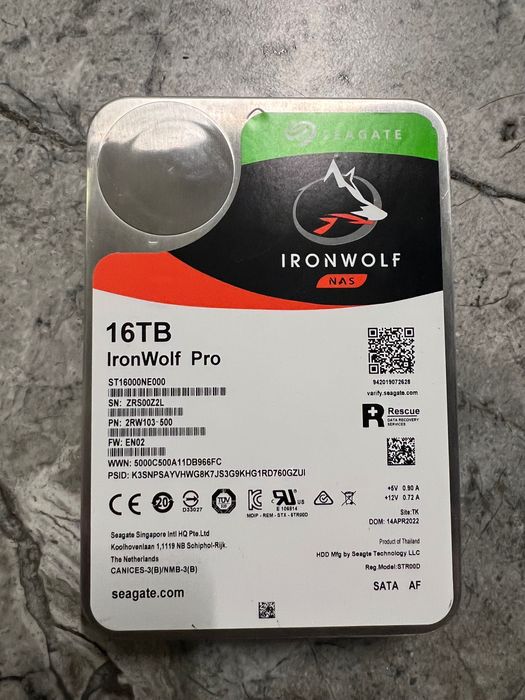 Dysk HDD 3.5” Seagate Ironwolf pro 16tb ST16000NE000